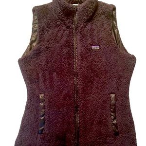 Patagonia Women’s Reversible Fleece Vest Faux Fur Full Zip Duster Gray Sweater M